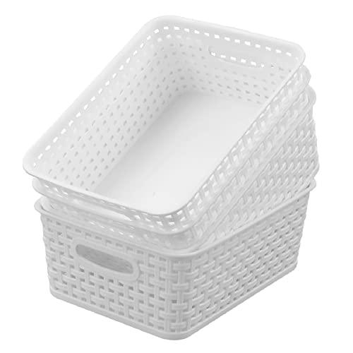 Jekiyo Plastic Storage Baskets, Pantry Organizing Bin, 4 Packs, F #TOP20