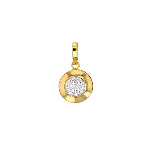 Pendentif rond en Or 750 avec oxyde serti clos pour sublimer vos tenues de bureau