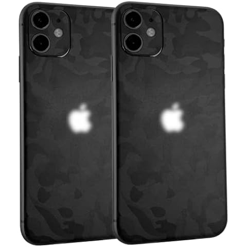 TF Skins iPhone 11 Skin (2 Pieces) Protective Film for the Back in Elegant Look Including Camera Protection Against Scratches (Shadow Black) Cover