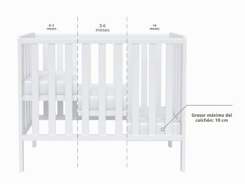 Miniatura 5 de Love For Sleep Mini Cuna Bebe De Madera Blanca 100x50 Cm Con Colchón Acolchado Cuna Compacta Para Bebé Que Ahorra Espacio
