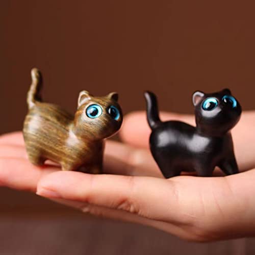 Estatua de Gato Tallada a Mano en Madera de Sándalo miniatura 4