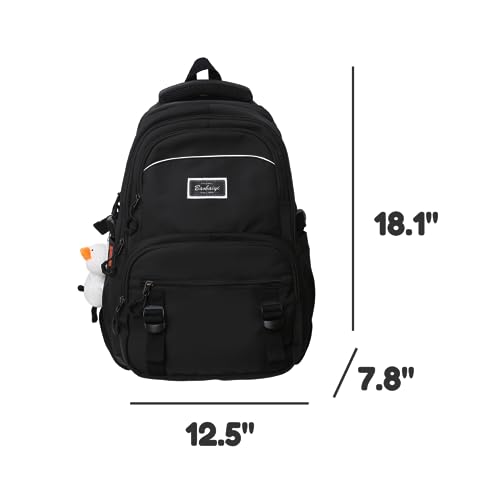 Cute backpack with cute duck accessories aesthetic Outdoor Daypack (Black)2