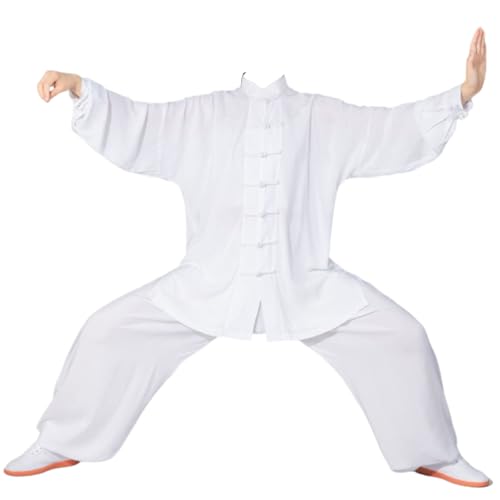 PULaif Kung-Fu-Tai-Chi-Klassikanzug, Tai-Chi-Wing-Chun-Kampfkunst-Kung-Fu-Uniform, Mehrfarbig, mehrere Größen(White,XS)