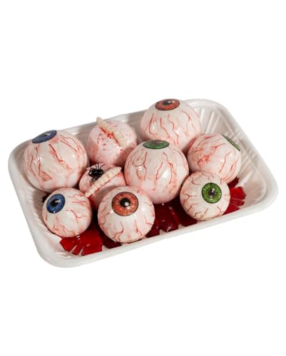 Horror-Shop Bol De Carnicero Blanco con Globos Oculares Ensangrentados 19cm