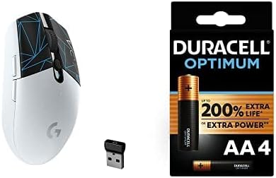 Logitech G305 K/DA Lightspeed Ratón inalámbrico Gaming + Duracell - Pilas alcalinas Optimum AA, 1.5 Voltios LR6 MX1500, Paquete de 4