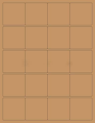(6 hojas) 120 pegatinas cuadradas en blanco de 2.0 x 2.0 in para impresoras de inyección de tinta y láser. Tamaño 8-12 x 11 pulgadas hojas estándar