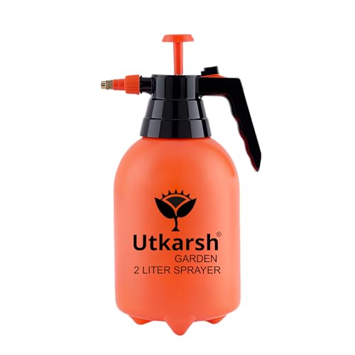 Utkarsh Spray Pump for Plants 2 L - Orange | Garden Sprayer with Adjustable Brass Nozzle | Plastic Water Spray Bottle for Gardening, Car & Bike Wash | Leak-Proof, Easy-Fill Water Sprayer, Pack of 1