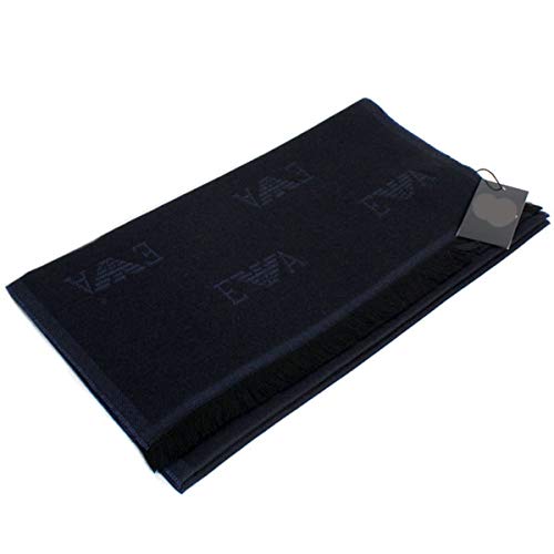 [エンポリオアルマーニ] スカーフ ストール マフラー ウール素材 620105 3A318 8635 UNIFORM ネイビー ロゴ メンズ レディース ユニセックス[並行輸入品]