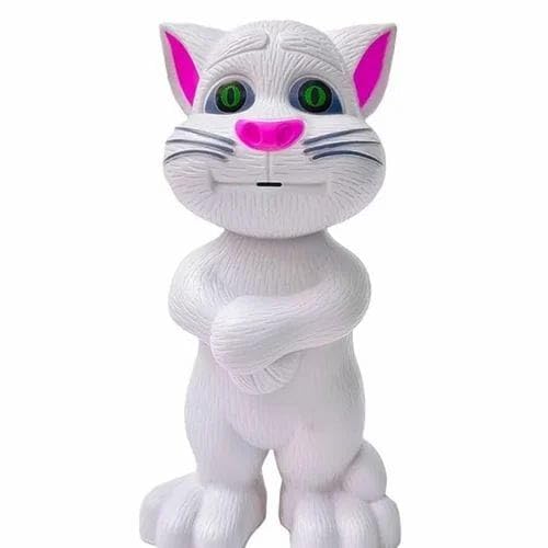 Voice Repeating Talking Tom Toy - Intelligent Electronic Pet Cat for Kids - Voice Recording Talking Toy for Fun Interaction (White)