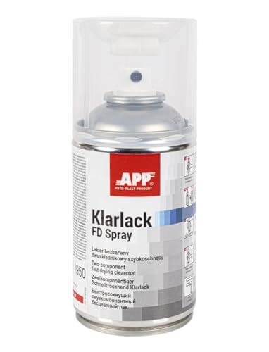 APP Klarlack FD Spray - Barniz 2K spray | Barniz para faros de coche (policarbonato) - Muy buen flujo, alto brillo, gran transparencia, resistente a la intemperie a largo plazo | 250 ml