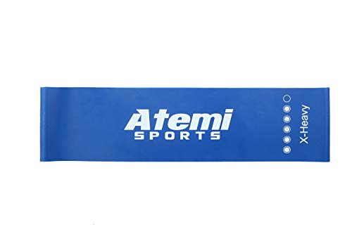 Atemi Sports Bandas de Resistencia | Extra Ancho Mini bucles de Resistencia con guía de Ejercicio | Bandas de Ejercicio para Entrenamiento de Fuerza y pérdida de Peso (#5 Azul Oscuro (X-Fuerte))