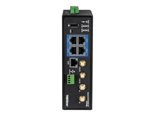 Image of TRENDnet Industrial AC1200 Wireless Dual Band Gigabit Router, TI-W100, 4 x Gigabit PoE+ Ports, 1 x Gigabit WAN Port, IP30 Housing, Dual-WAN, VPN, DIN-Rail Mount, NDAA + TAA Compliant