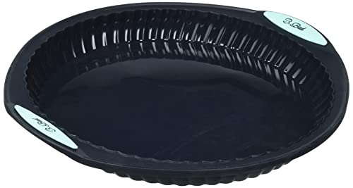 BIRAMBEAU - B.BAD - Moule à Tarte - Silicone - Renfort Acier Poignées - Couleur : Noir & Turquoise - Diamètre : 26cm - Rendu Professionnel Cover