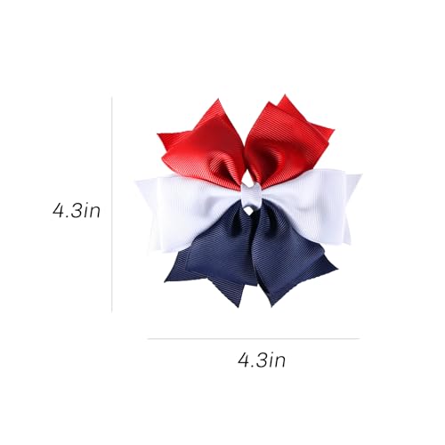 Pinzas para cabello con lazo 4.3'' rojo blanco azul miniatura 7