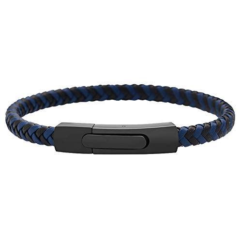 Pulsera trenzada de piel genuina para hombre Geoffrey Beene miniatura 1