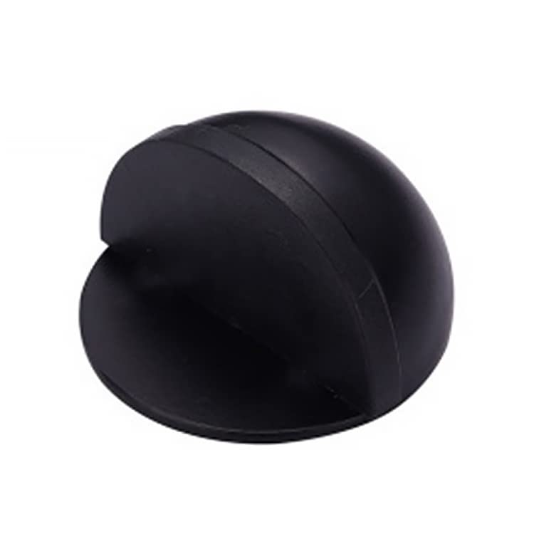 Self-Adhesive Floor Door Stoppers, Stainless Steel Floor Door Stopper, Oval Floor Mounted with Screws and Self-Adhesive Pads- Sound Dampening Rubber Buffer, Durable for Home & Office (Black)