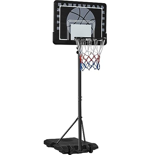 Yaheetech Panier de Basket Extérieur Portable Réglable en Hauteur 234-264 cm Panier de Basket sur Pied à roulettes avec Base de Lestage Panneau Arrière...