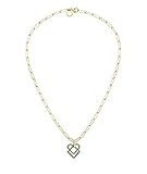 LIEBESKIND BERLIN Halskette 45 cm mit grünem Charm Anhänger aus Edelstahl, IP Gold