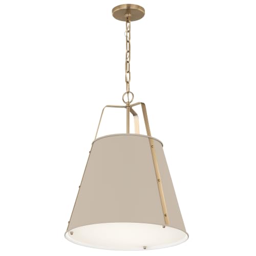 Kichler Etcher 18" 2-Light Updated Traditional Pendant with Satin Etched White Glass Diffuser in Greige and Champagne Bronze, (22.5" H x 18" D), 52711GRG