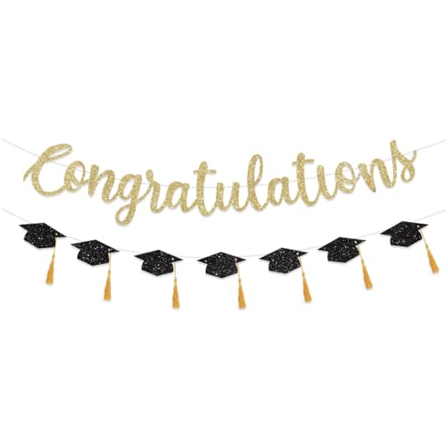 Graduation Decorations Class of 2026 Congratulations Banner Yellow Flash High School College Graduation Party Decorations for Room Decoration Mantels Doorways And Photo Backdrops