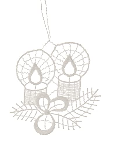 Plauener Spitze Weihnachtsdecken 22 Rudolphs Schatzkiste Baumbehang Kerze Plauener Spitze BxHxT 7x7x0,1cm...