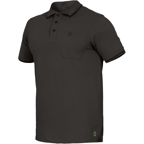 Leibwächter Polo-Shirt Herren Flex-Line Anthrazit Gr. M Poloshirt mit Brusttasche Kurzarm Poloshirts mit 3 Knöpfen 50% Baumwolle 50% Polyester Sommer Arbeitsbekleidung für Herren