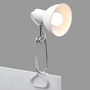 Briloner Lichten klemlamp, klemlamp, 1x E14, max. 8 watt, incl. kabelschakelaar, spotkop draai- en zwenkbaar, metaal wit-chroom, 305x110x130mm