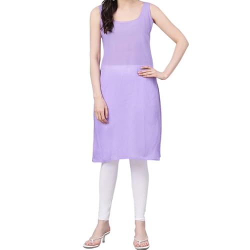 Image of Women's Sleeveless Cotton Inner Slip Dress Round Neck Soft Comfortable Fit Full Length Camisole Innerwear Summer top Undergarment for Girls