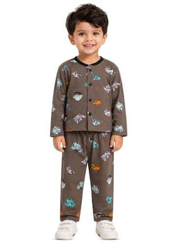 Image of 3BROS Cotton Bodysuit Dress with Full Pajama and Full Sleeves Night Suit Top Combo Set for Boys & Girls Baby Home Wear and Sleepwear Pack of 1