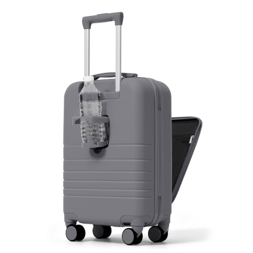 Image of 20 Inch Checked Suitcase with TSA Lock Travel Duffel Bag Wet-Dry Toiletry Bag, Grey Front-Opening