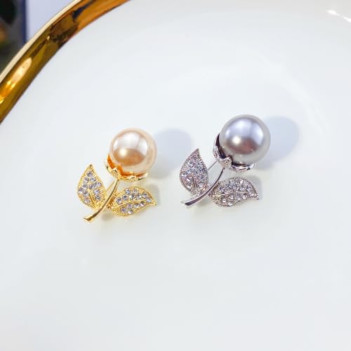 Image of Elegant Floral Brooch Pins for Women, Sweater Shawl Silk Cardigan Lapel Pins, Cardigan Jewelry Suit Shirt Accessory with Crystal CZ Flowers Brooches Pins for Women