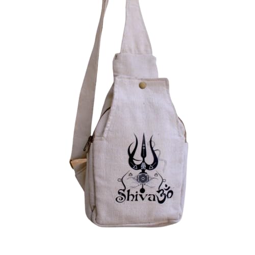tryambak Yin Yang Canvas Crossbody Sling Bag | Eco-Friendly Cotton Crossbody Backpack for Men & Women | Chest Pack Travel Daypack with Adjustable Shoulder Strap-picture-20