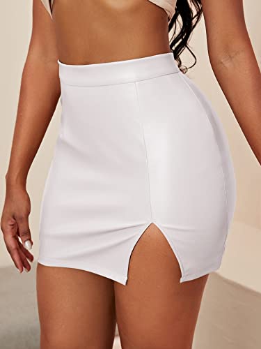 Beach Skirts Slit Hem Leather Look Skirt Long Summer Skirt4