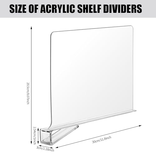 Boao 8 Pcs Shelf Dividers for Closet Organization Acrylic Clear Shelf Divider Purse Organizer Handbag Separator Bookshelf Divider for Closet Bedroom Kitchen Office Cabinet Bathroom