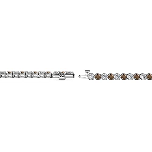 Trijewels Smoky Quartz & Lab Grown Diamond 1.98 Ctw Women Eternity Tennis Bracelet 14K Rose Gold #TOP1