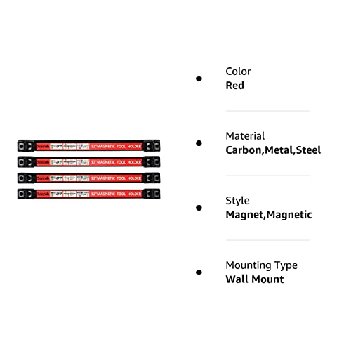 Senrob 4 Pcs 12" Magnetic Tool Holder Bar Racks,Metal Magnet Storage Tool Organizer Set With Mounting Brackets&Screws #TOP7