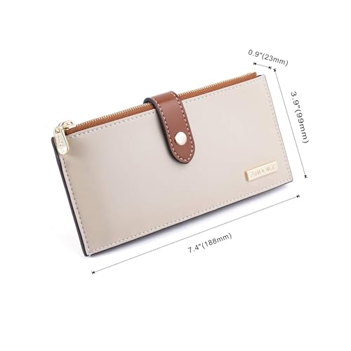 Image of ANDOILT Wallets for Women Genuine Leather Wallet RFID Blocking Bifold Multi Card Case Purse with Zipper Pocket Handbag