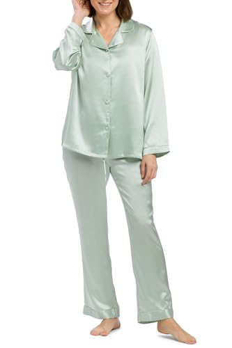 Fishers Finery Women's 100% Mulberry Silk Long Pajama Set with Gift Box