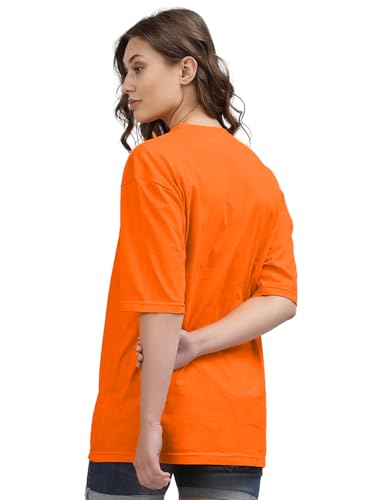 Image of LEOTUDE Women's cotton Oversized Fit Oversized Half Sleeve Tshirt, Round Neck Longline Drop Shoulder Solid T-Shirt