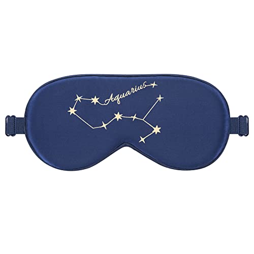 ALASKA BEAR Cute Eye Mask for Sleeping Petite Face Small Head Sleep Mask for Women Gift for Kids/Children/Tweens/Teens, Glow in The Dark, Personalized Zodiac Constellation Stars (Aquarius)