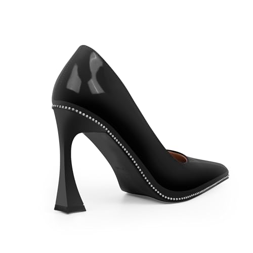 Women's Closed Pointed Toe Stilettos High Heels Pumps Patent Leather Dress Shoes3