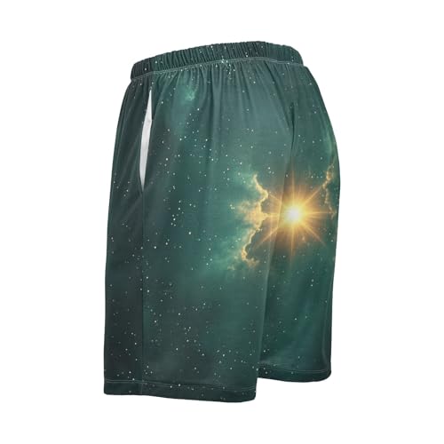 Glowing Star Cloud Teal Pajama Shorts for Men Lounge Pants Athletic Shorts Mens Casual Pajama Shorts with Pockets, S-XXL3