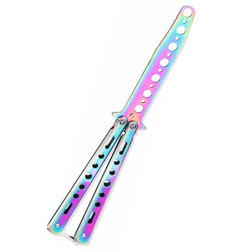 Butterfly Knife Trainer Practice with O-ring Latch - Enhanced Version - Black Metal Steel - no Offensive Blade - for Beginner, Butterfly Knives Lover and more