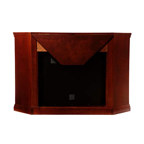 SEI Furniture Claremont Convertible Corner Electric Fireplace with Storage in New Cherry