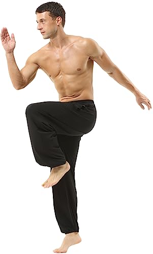 HOEREV Men's Super Soft Modal Spandex Harem Yoga/ Pilates Pants, black, X-small - Thumbnail 6
