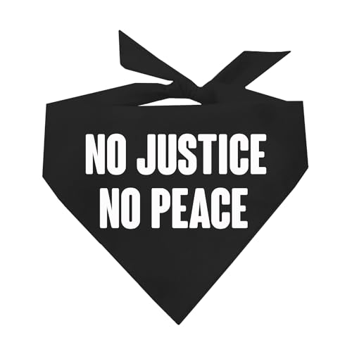 No Justice No Peace Fight Racism Protest Dog Bandana (Black, OS 256)