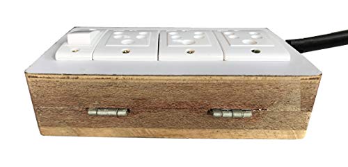 Image of Electric Extension Wooden Board (1 Meter 3Core Wire) (3Socket 1 Switch-7x4x1.5)