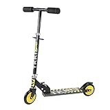 TKKIS Kick Scooter for Kids, Foldable Scooter for Ages 3-12 Boys/ Girls, with Adjustable Height Handlebars, Rear Brake, Yellow