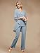 Sky Blue 3 Pcs Mother of The Bride Pant Suits for Wedding - Long Sleeve Chiffon Women Dressy Pantsuit Formal Outfit with Jacket Size 14