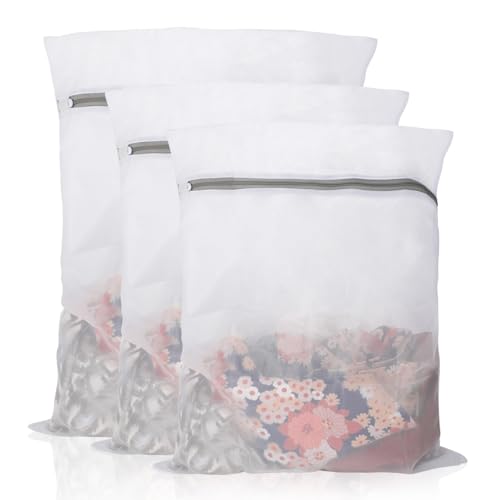 Bolsa lavadora - Bolsas lavadora - Bolsas para la Colada - Juego de 3 bolsas de malla para lavar - reutilizables y duraderas - perfectas para lavar ropa interior - calcetines y prendas de bebé (gris)